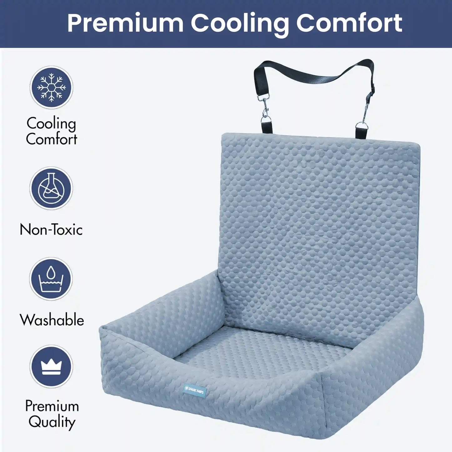 Frostcore™ Dog Cooling Car Seat Bed - Ash Blue