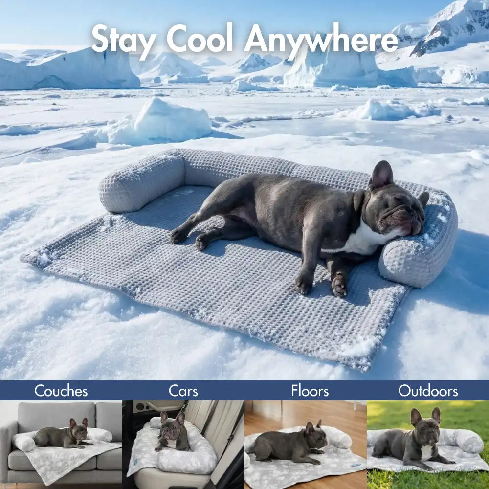Frostcore™ Cooling Couch Cover Dog Bed - Waffle Grey