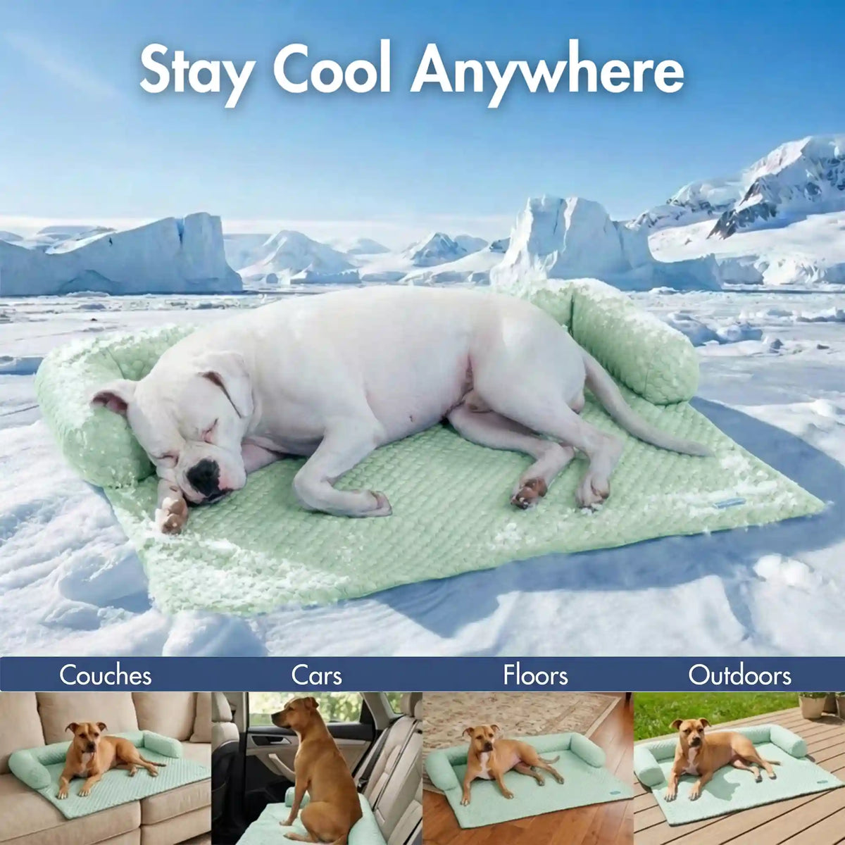 Frostcore™ Cooling Couch Cover Dog Bed - Orb Green