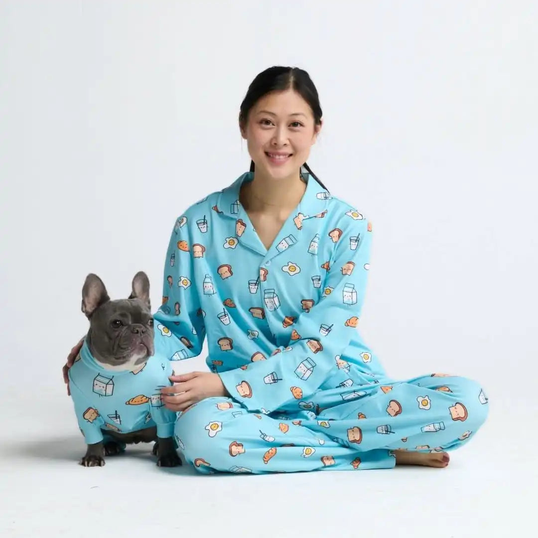 Human Pajama Top - Breakfast Blue