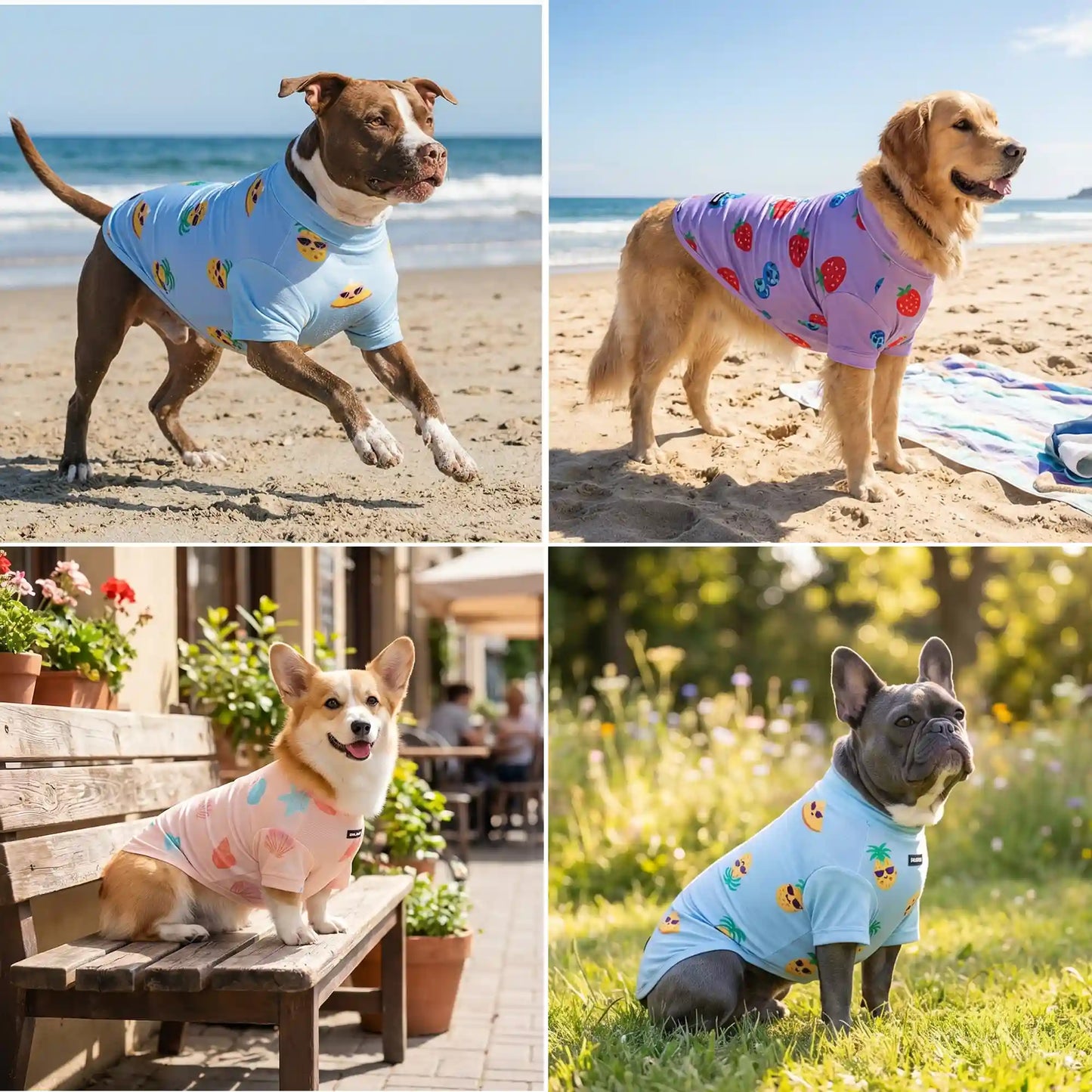 Sunblock Dog T-Shirt (3-pack) - Seashell, Berries, Pineapple