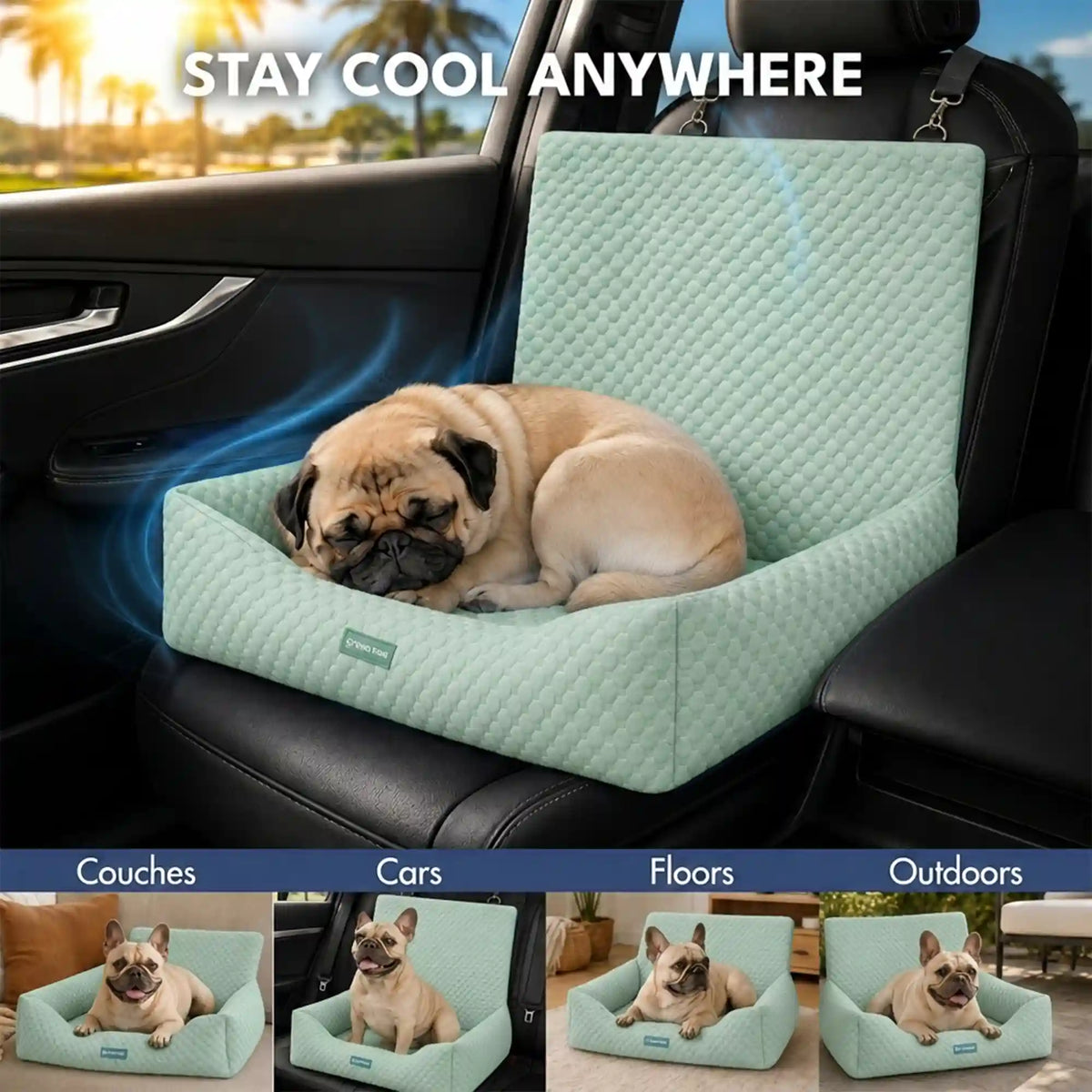 Frostcore™ Dog Cooling Car Seat Bed - Orb Green