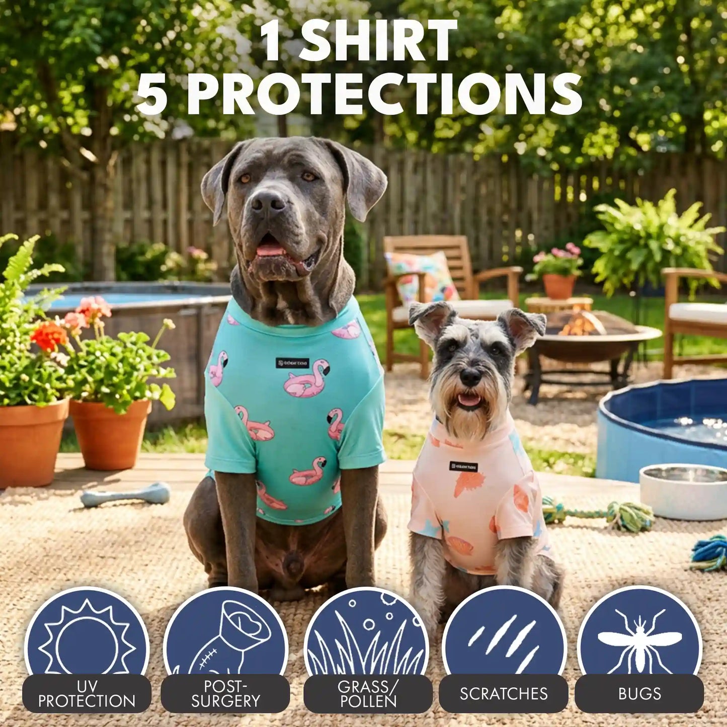 Sunblock Dog T-Shirt (2-pack) - Flamingo Seashell