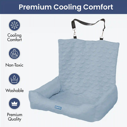Frostcore™ Dog Cooling Car Seat Bed - Hearts Ash Blue