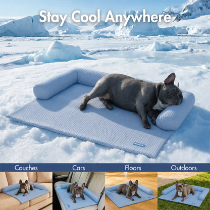 Frostcore™ Cooling Couch Cover Dog Bed - Waffle Ash Blue