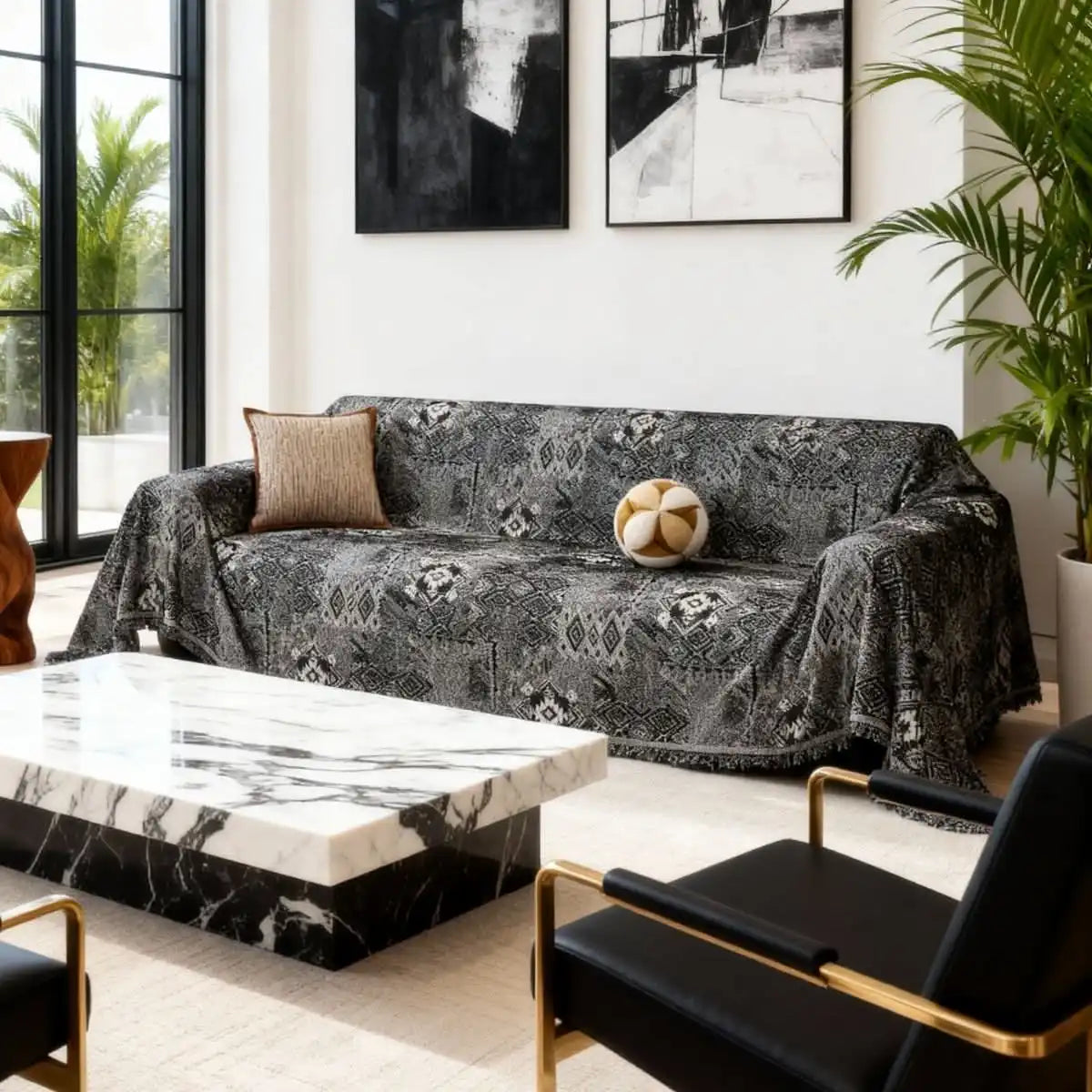 Pet Couch Cover - Rustic Bohemian Black