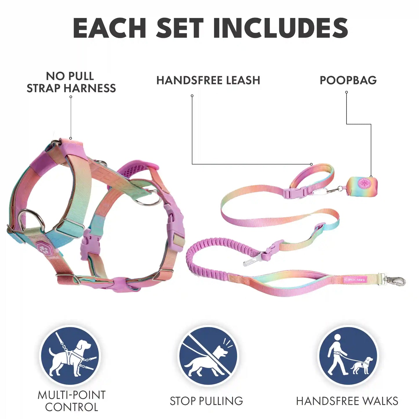 Comfort Control No-Pull Dog Harness and Multipurpose Leash Sets