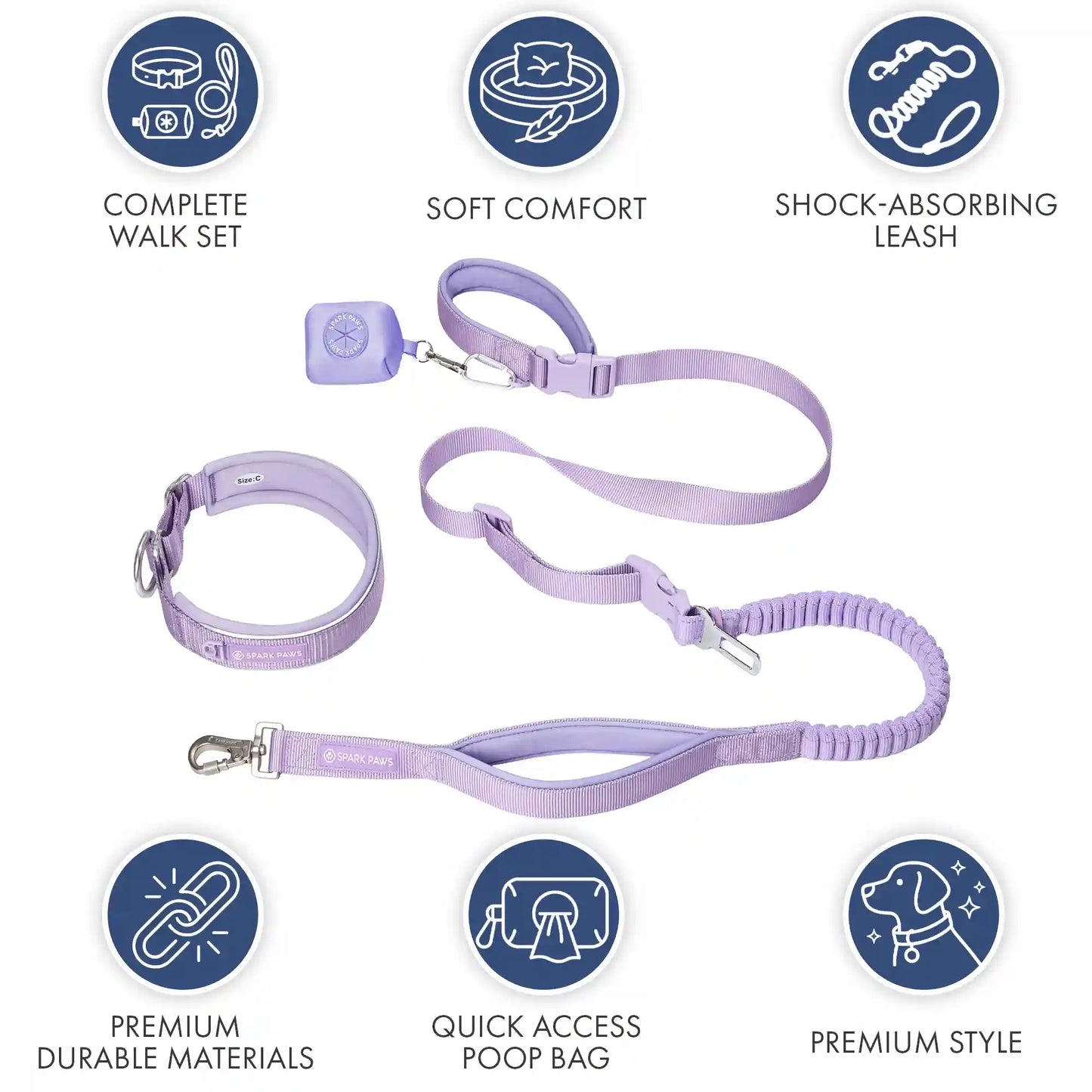 Martingale Collar and Multipurpose Leash Set - Lilac