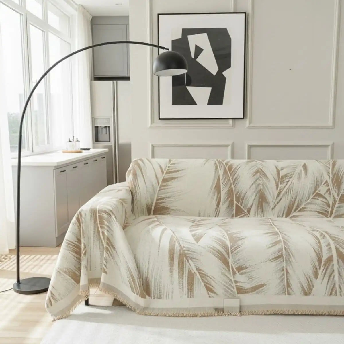 Pet Couch Cover - Leaves Beige