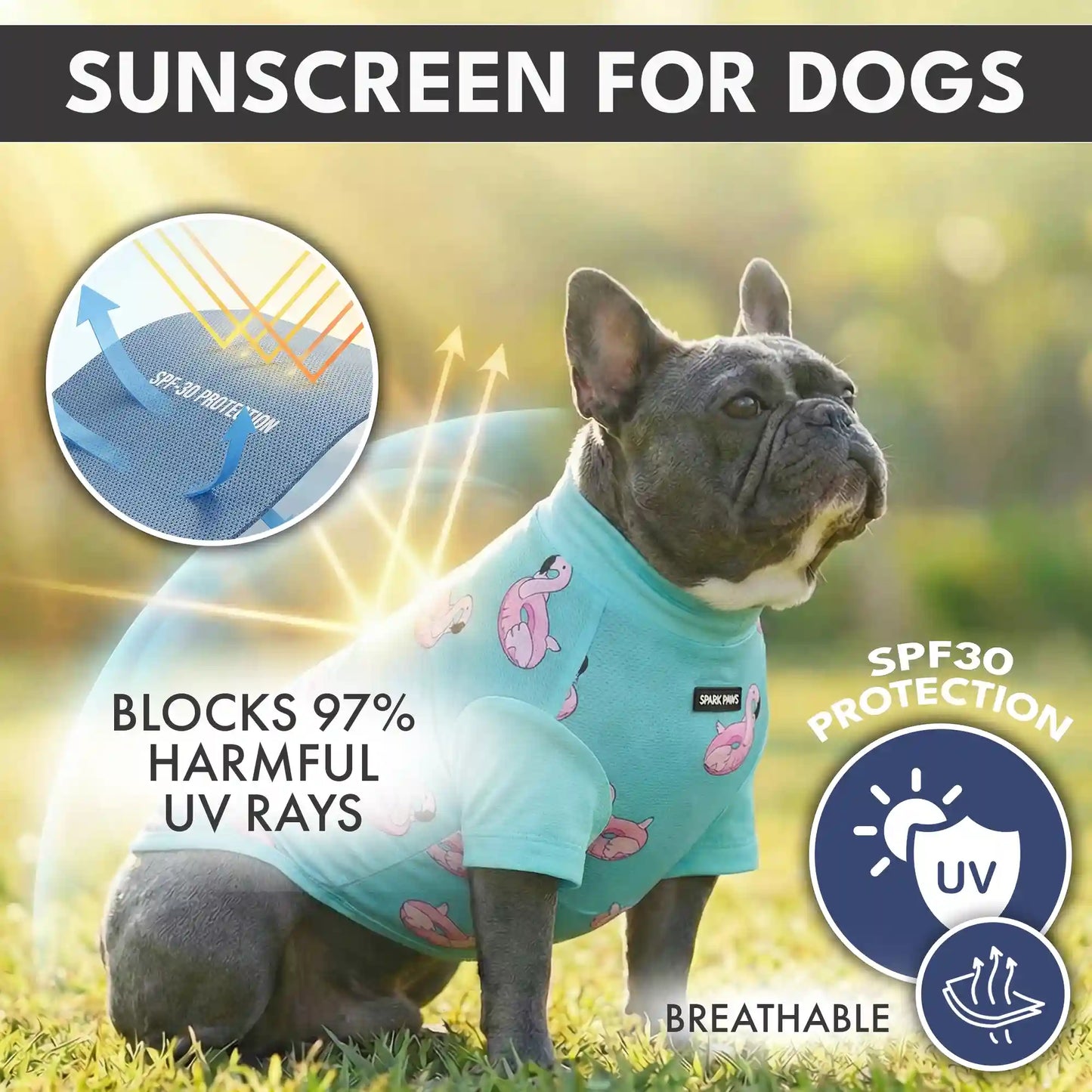 Sunblock Dog T-Shirt (2-pack) - Bees Flamingo
