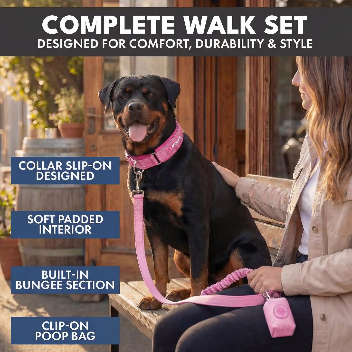 Martingale Collar and Multipurpose Leash Set - Pink
