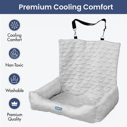 Frostcore™ Dog Cooling Car Seat Bed - Hearts Grey