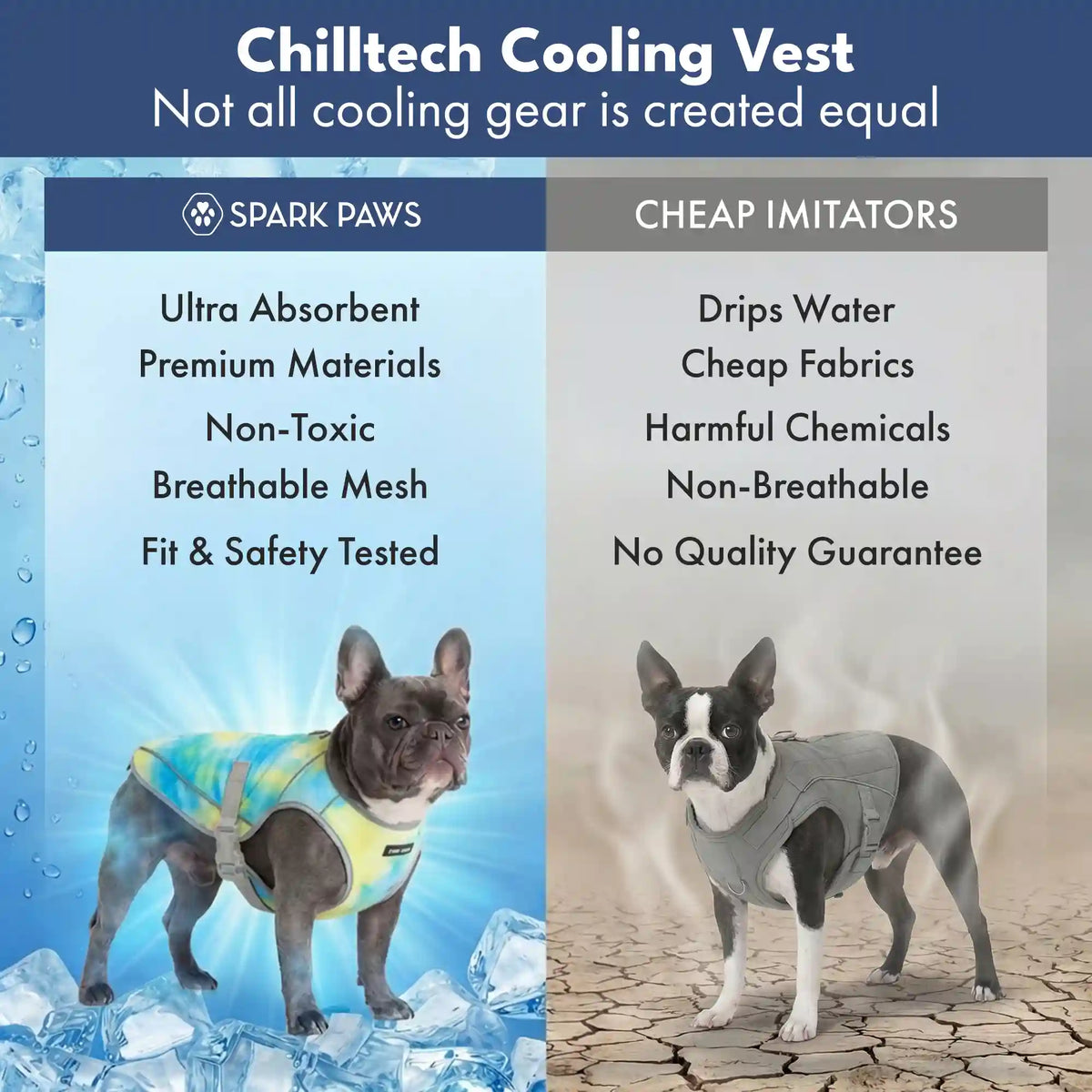 Dog Cooling Vest (2-pack) - Ice Blue & Tropical Storm