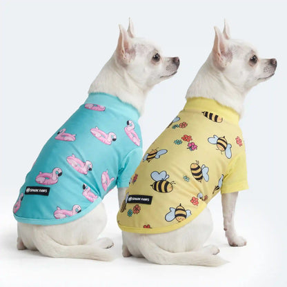 Sunblock Dog T-Shirt (2-pack) - Bees Flamingo