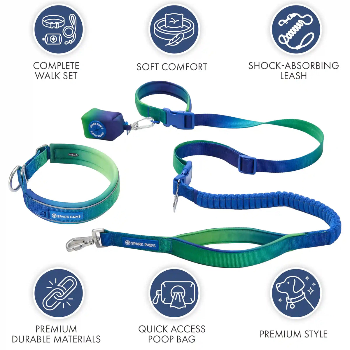 Martingale Collar and Multipurpose Leash Set - Lime Wave