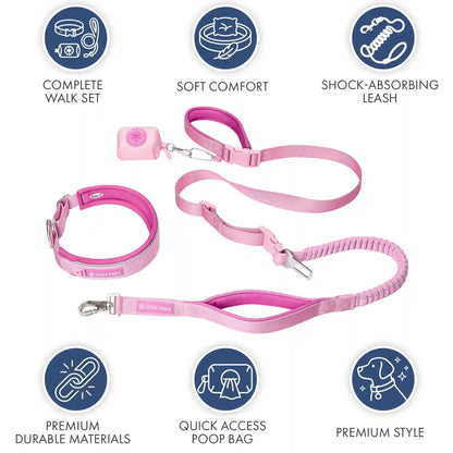 Martingale Collar and Multipurpose Leash Set - Pink