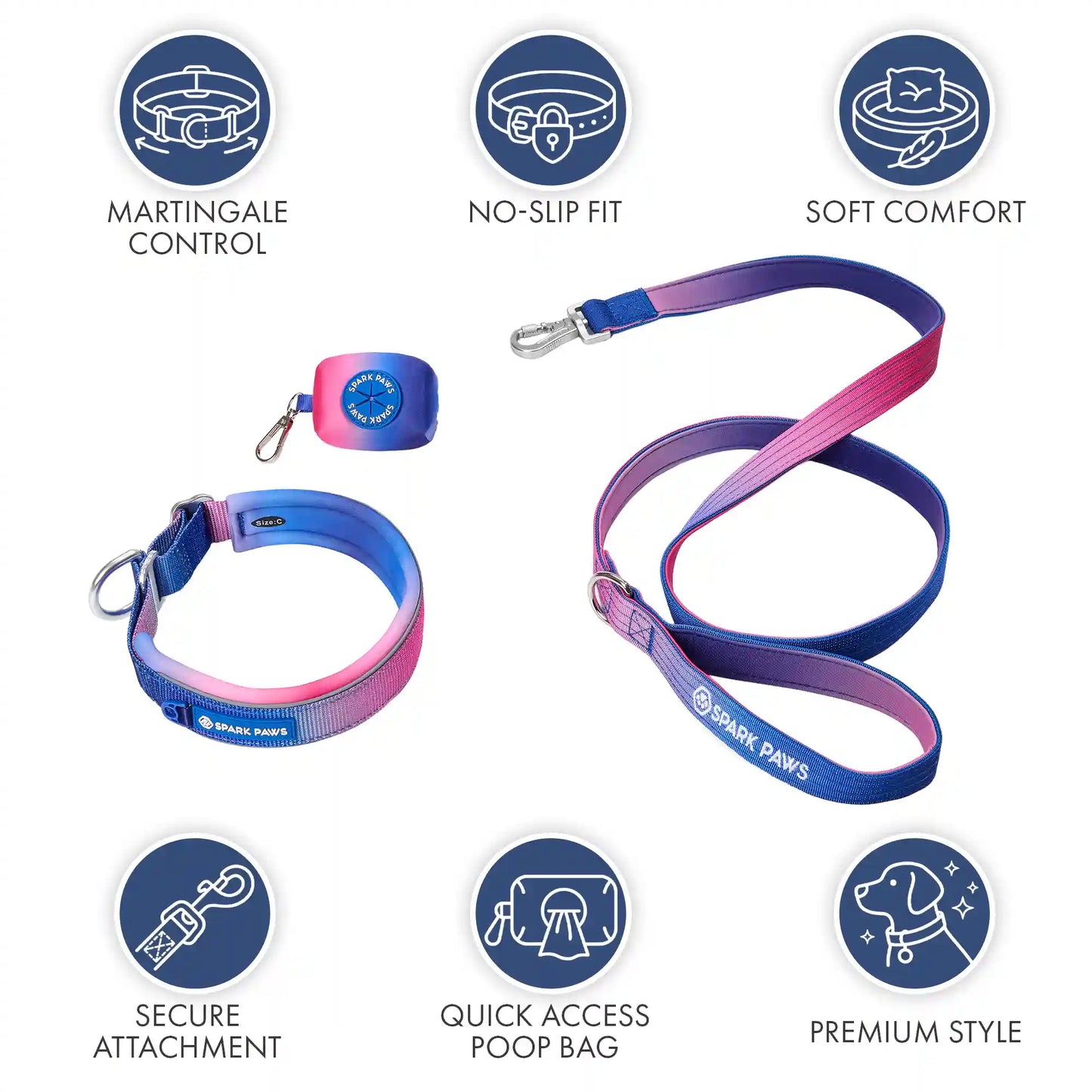 Martingale Collar Set - Snow Cone