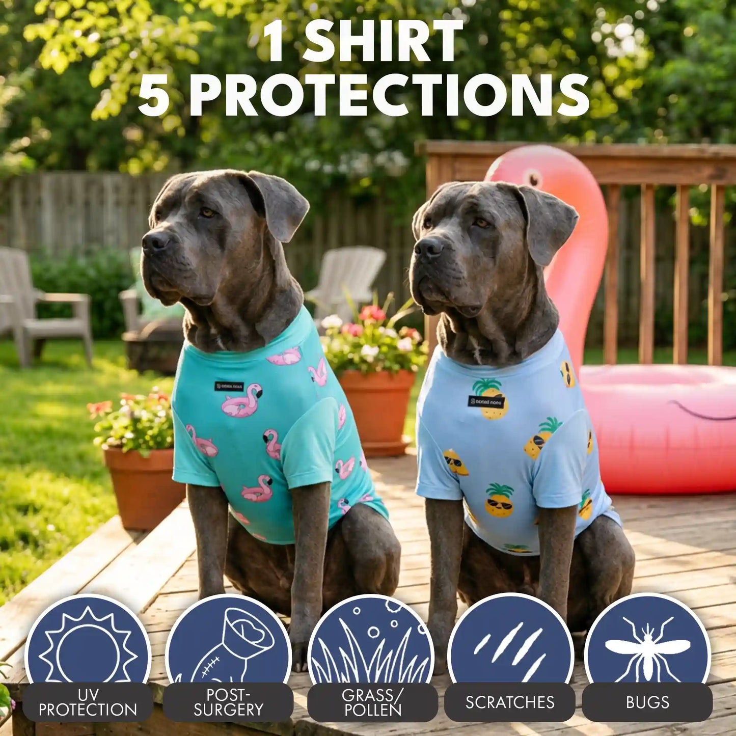 Sunblock Dog T-Shirt (2-pack) - Flamingo Pineapple