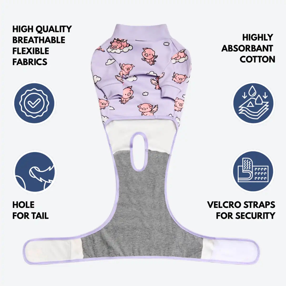 Dog Surgical Suit (2-pack) - Pink Hearts and When Pigs Fly