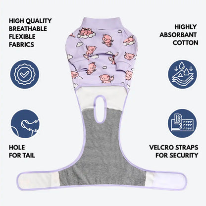 Dog Surgical Suit (2-pack) - Pink Hearts and When Pigs Fly