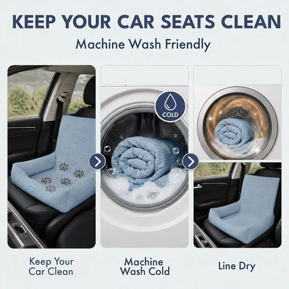 Frostcore™ Dog Cooling Car Seat Bed - Waffle Ash Blue
