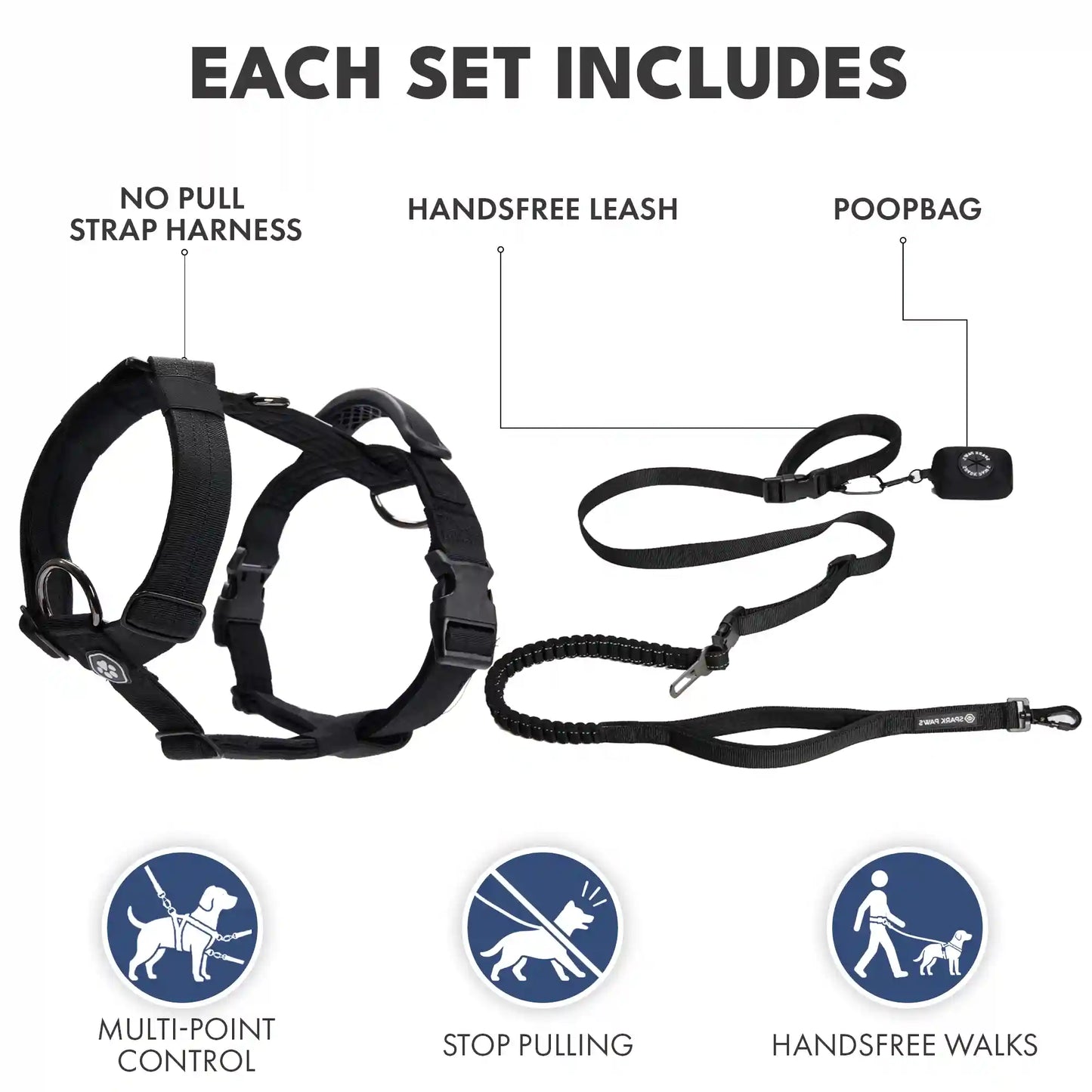 Comfort Control No-Pull Dog Harness and Multipurpose Leash Sets