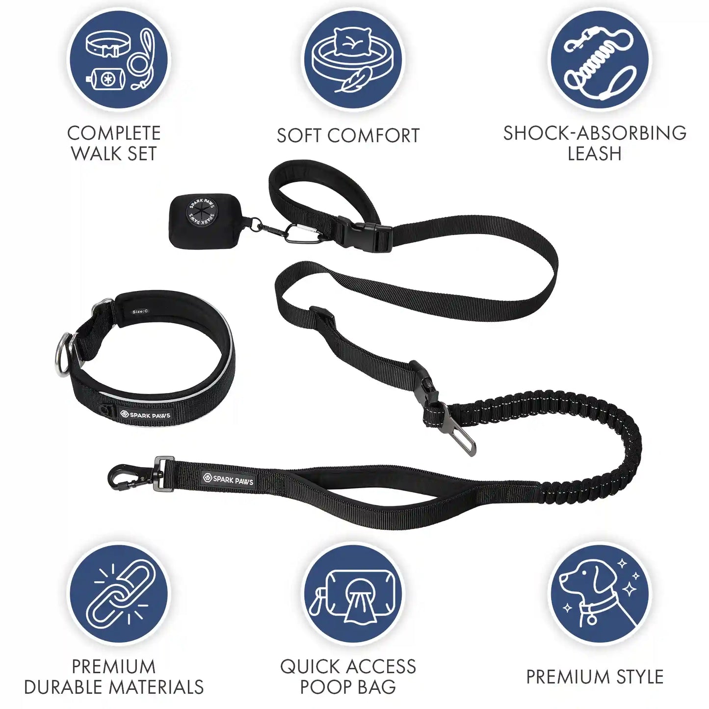 Martingale Collar and Multipurpose Leash Set - Black