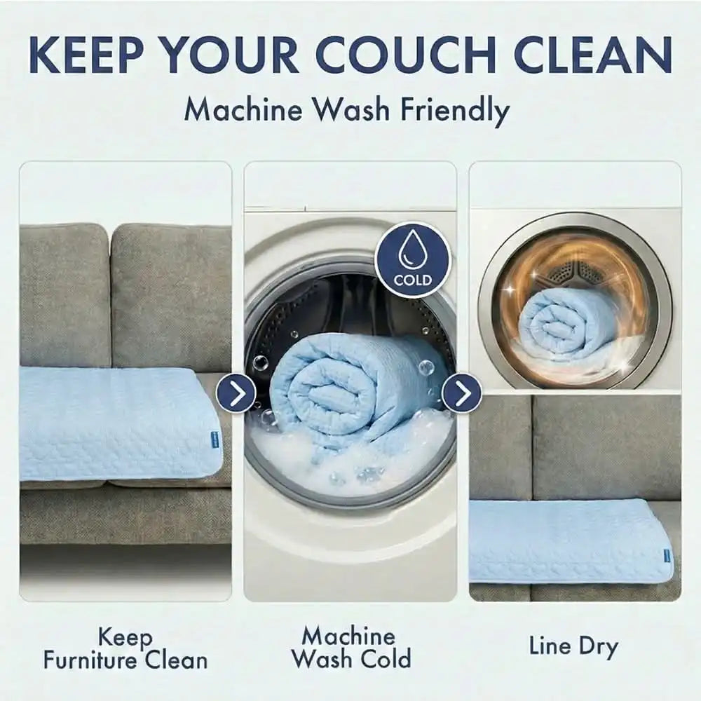 Frostcore™ Cooling Couch Cover Dog Bed - Hearts Blue