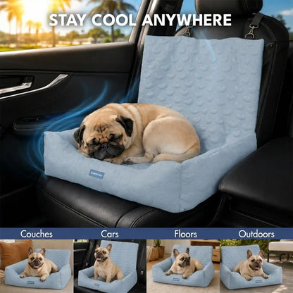 Frostcore™ Dog Cooling Car Seat Bed - Hearts Ash Blue