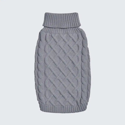 Cable Knit Dog Sweater - Grey
