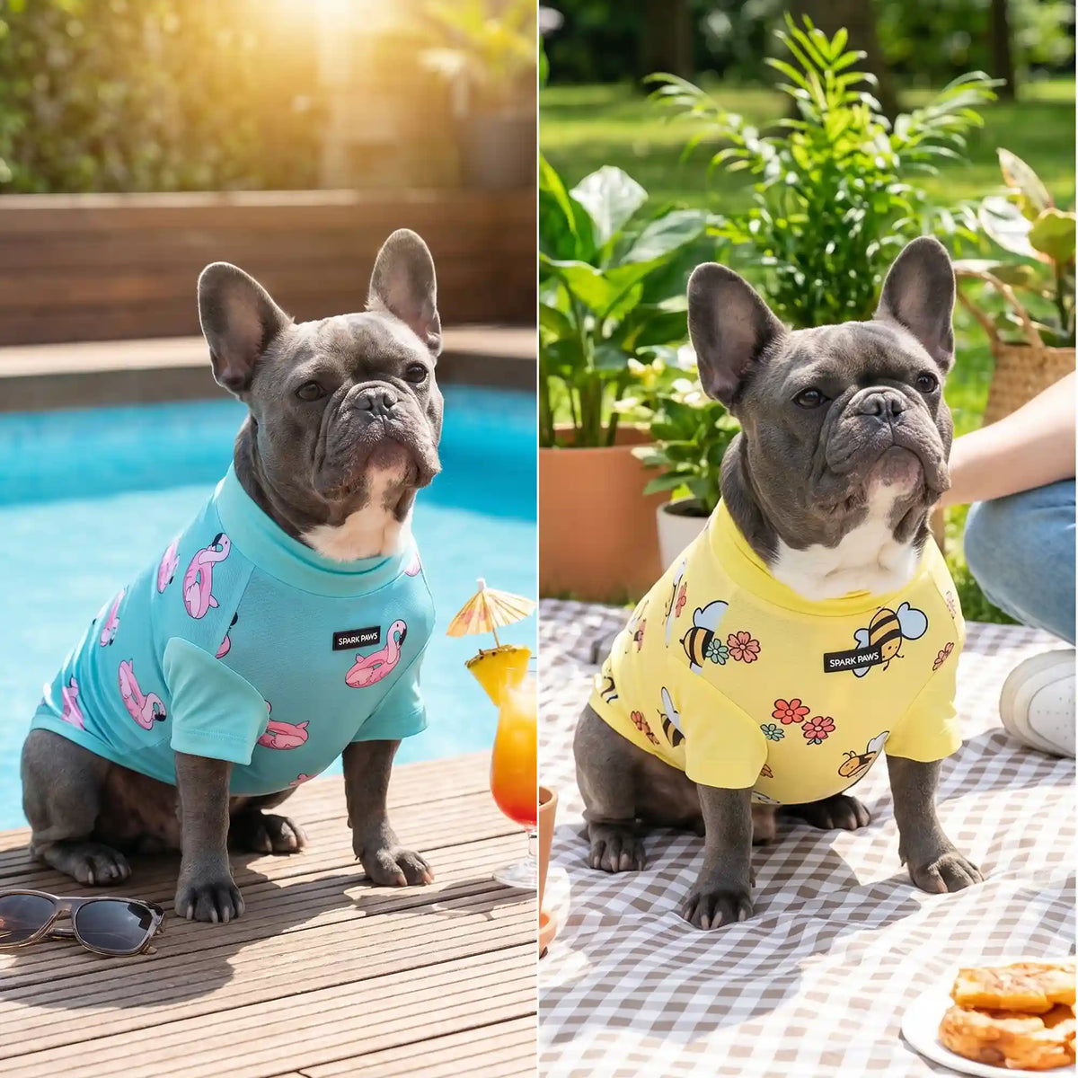 Sunblock Dog T-Shirt (2-pack) - Bees Flamingo