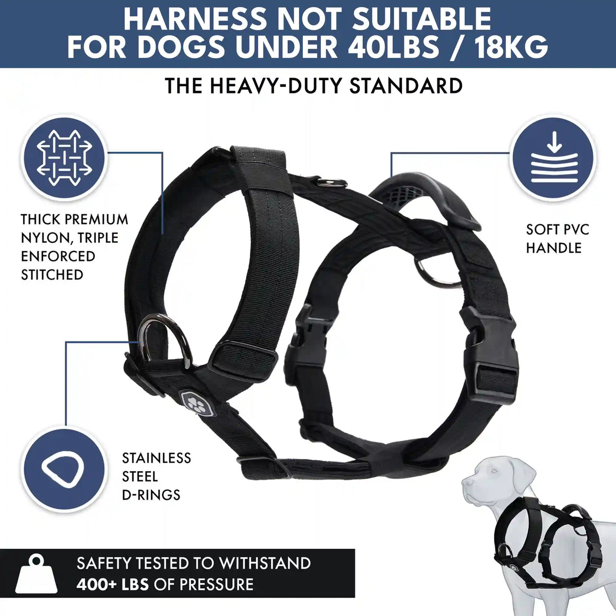 Comfort Control No-Pull Dog Harness and Multipurpose Leash Set - Black