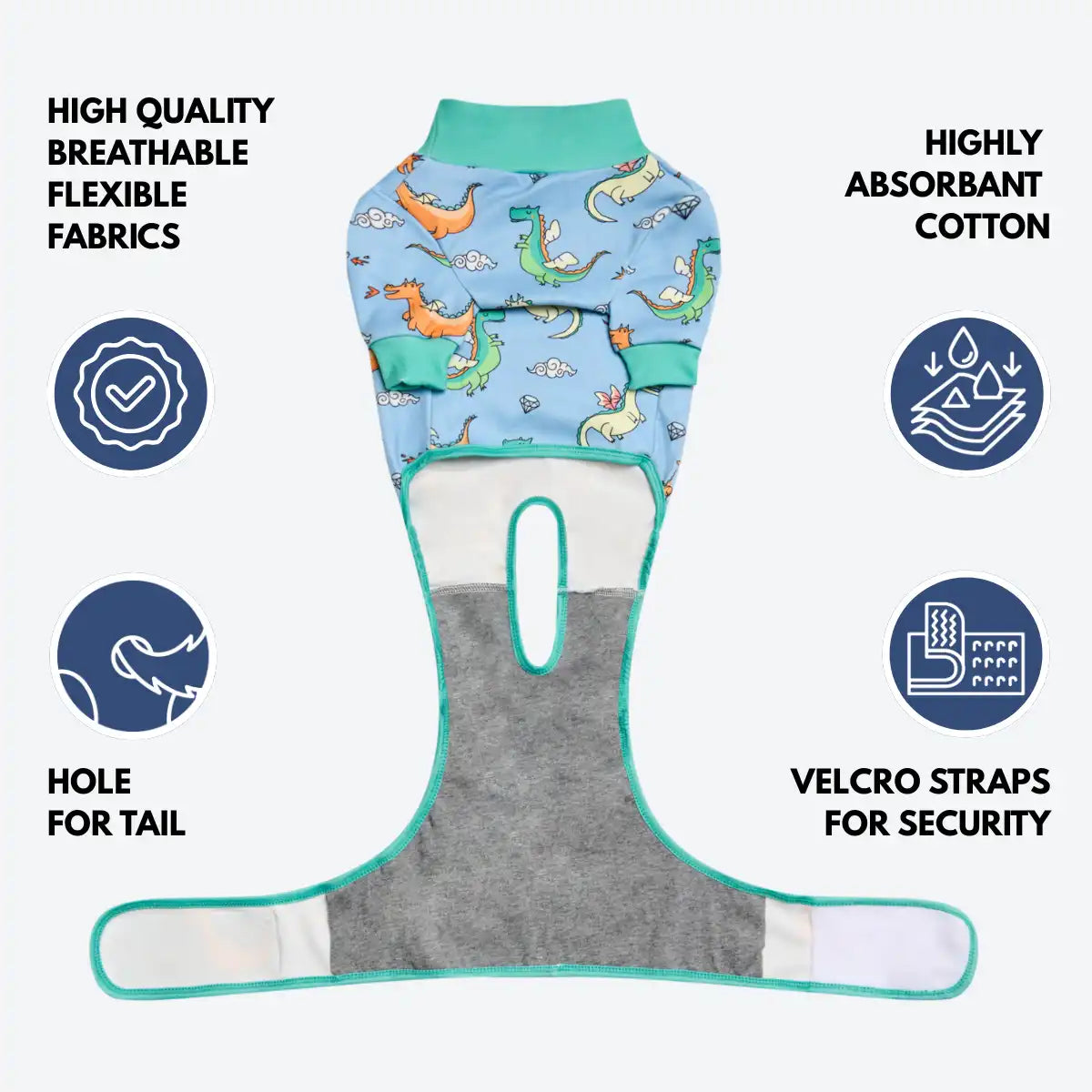 Dog Surgical Suit (2-pack) - Dinosaurs and Dragons