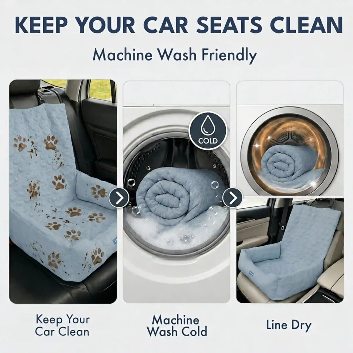 Frostcore™ Dog Cooling Car Seat Bed - Hearts Ash Blue
