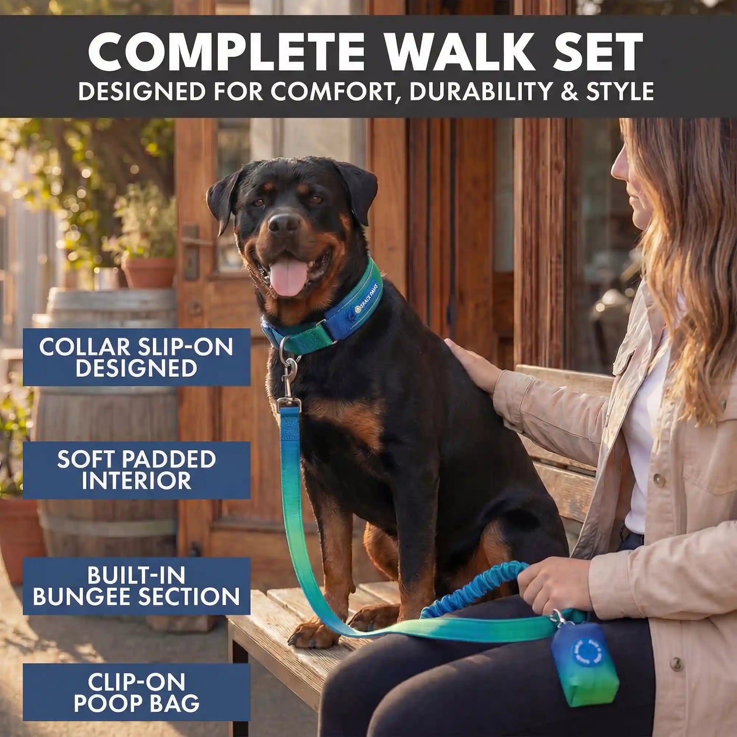 Martingale Collar and Multipurpose Leash Set - Lime Wave