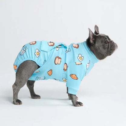 Dog Surgical Suit - Breakfast Blue