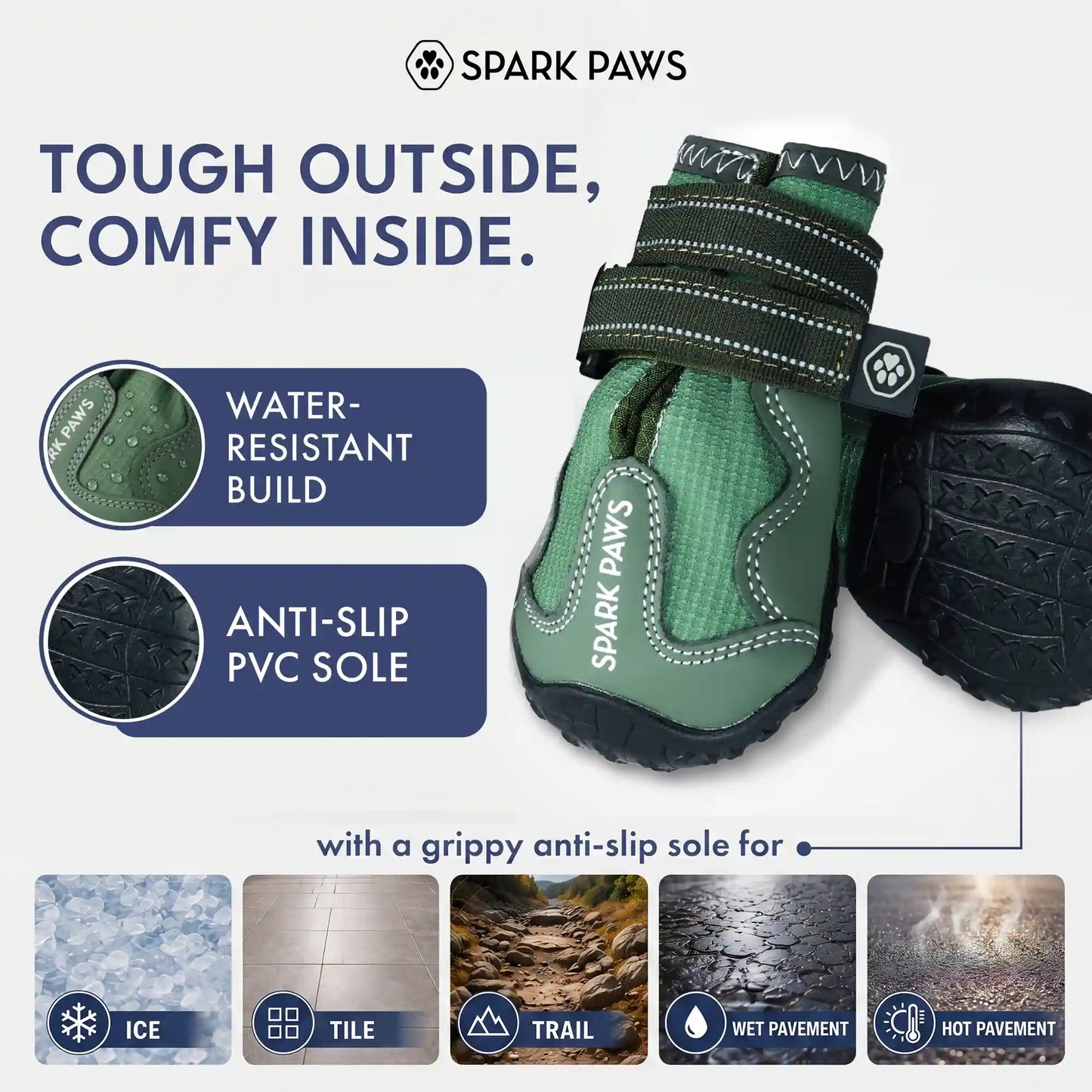 365 All-Season Dog Shoe 4PC Set - Green