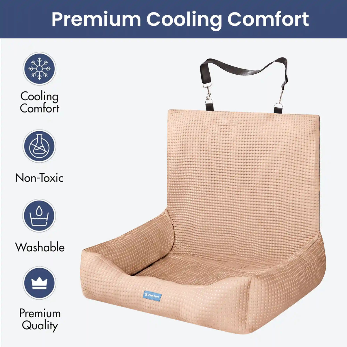 Frostcore™ Dog Cooling Car Seat Bed - Waffle Brown
