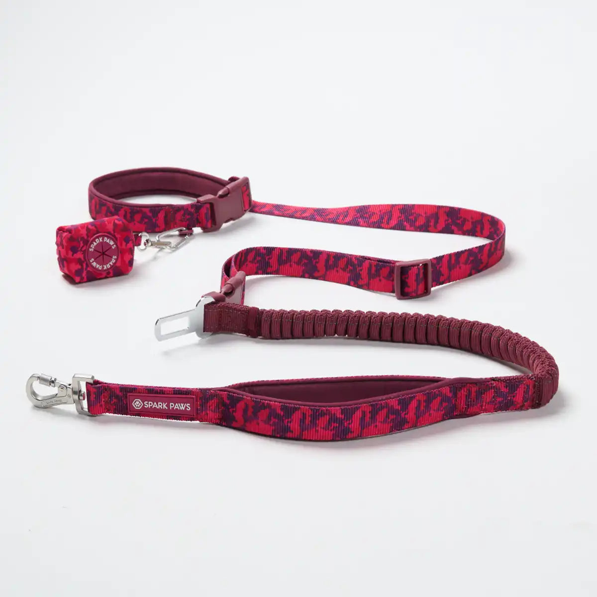 Multipurpose Seatbelt Handsfree Leash & Poop Bag Holder Set