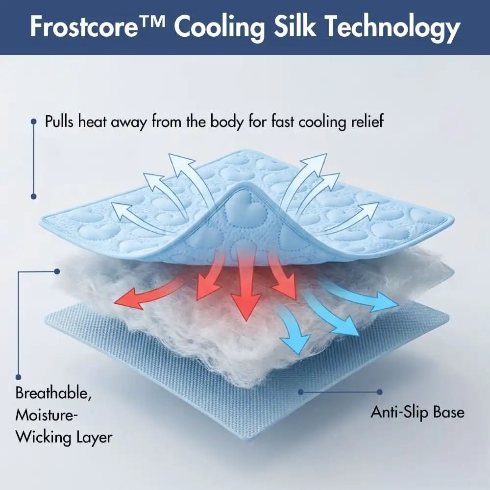 Frostcore™ Cooling Couch Cover Dog Bed - Hearts Blue