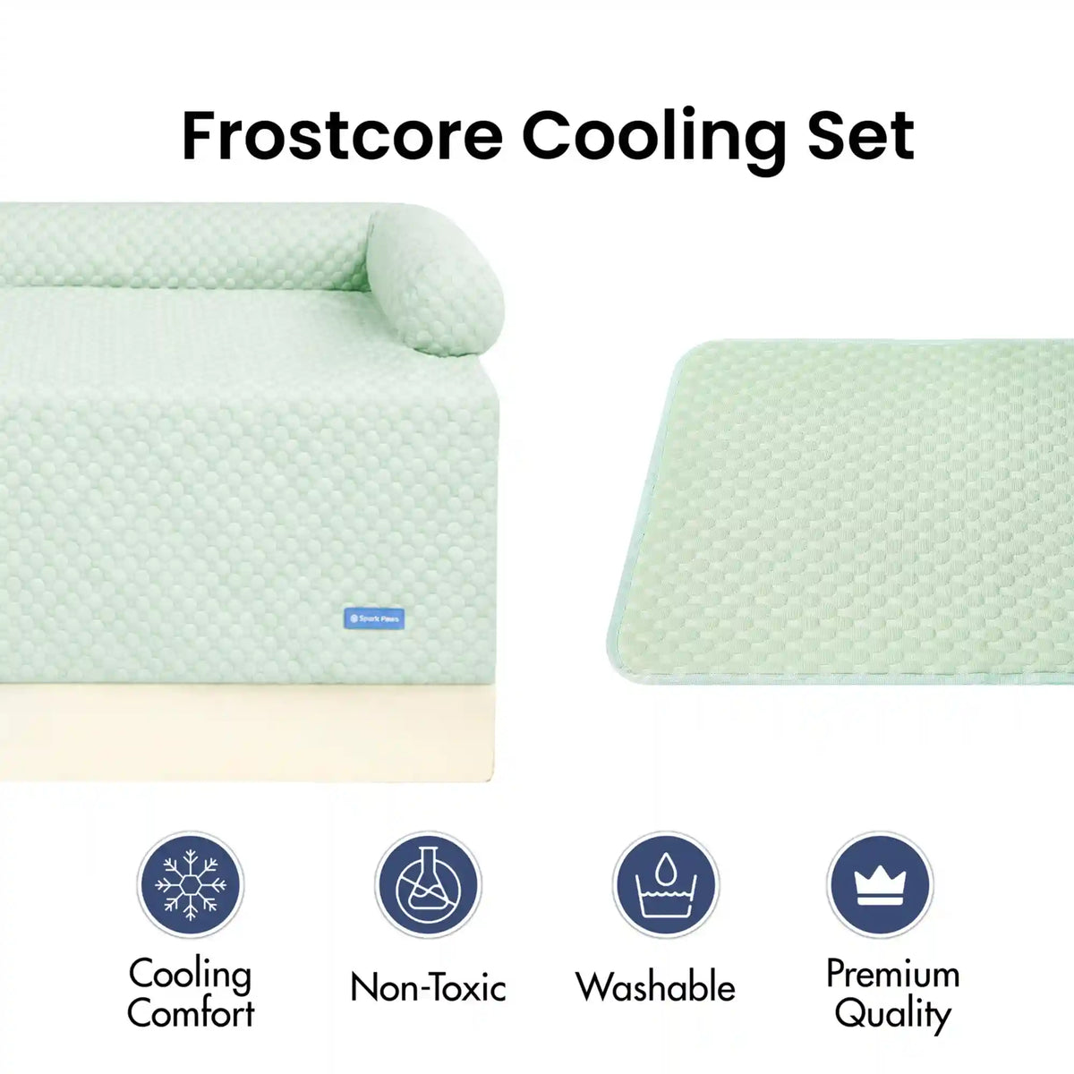 Frostcore™ Cooling Couch Cover Dog Bed and Cooling Mat Set - Orb Green