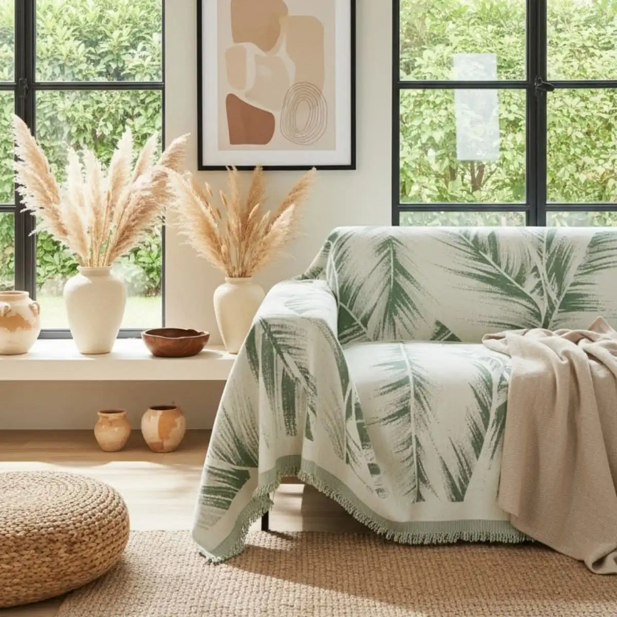 Pet Couch Cover - Leaves Green
