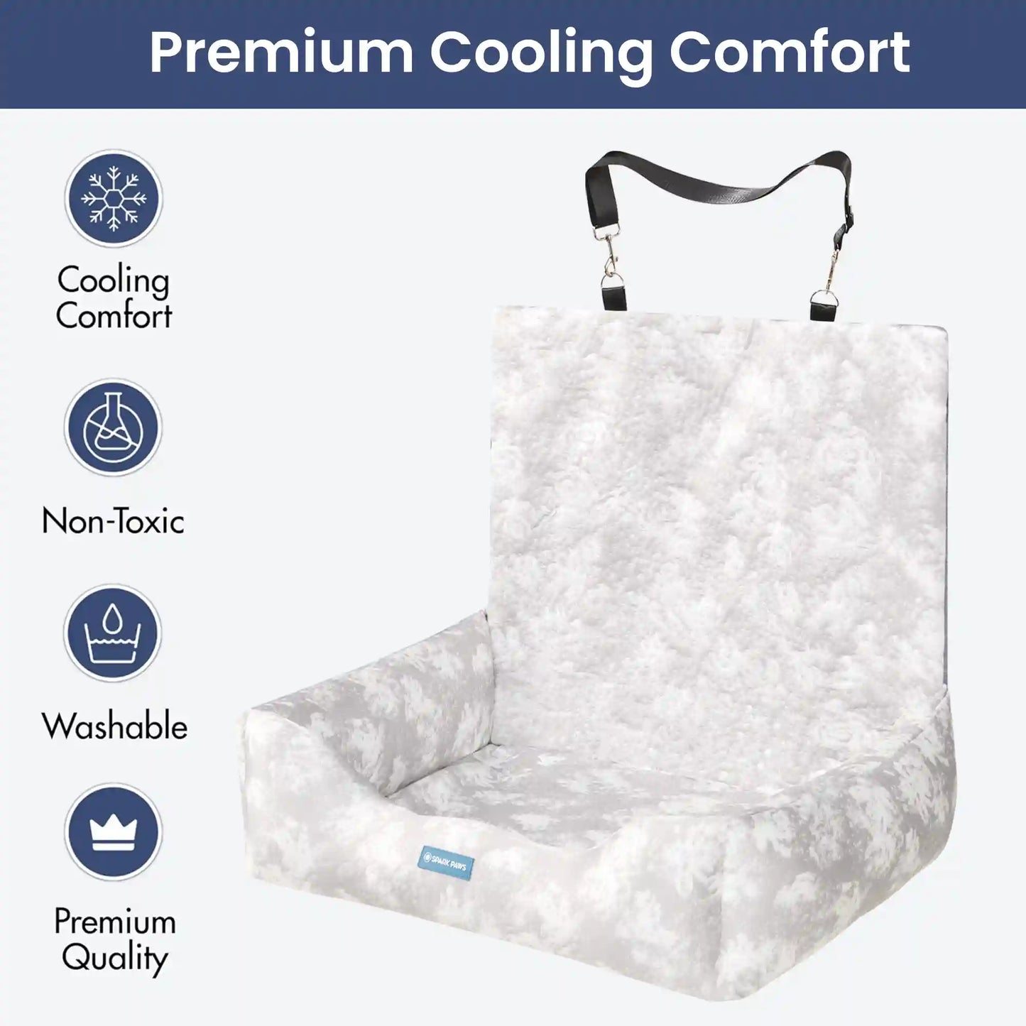Frostcore™ Dog Cooling Car Seat Bed - Clouds Grey