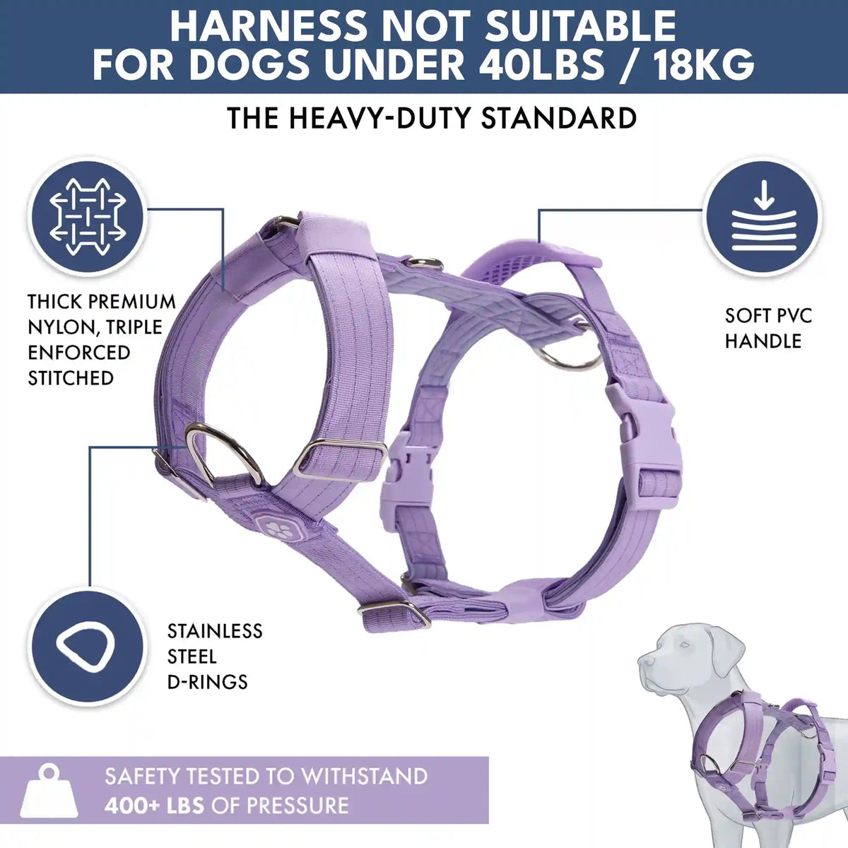 Comfort Control No-Pull Dog Harness and Multipurpose Leash Set - Purple