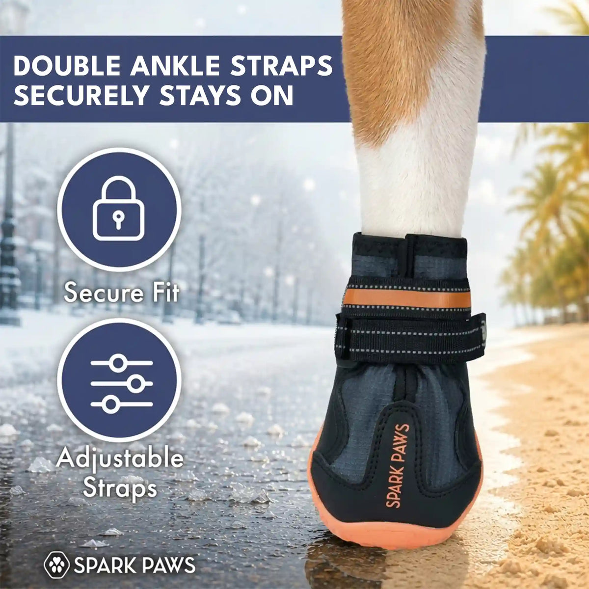365 All-Season Dog Shoe 4PC Set - Black Orange