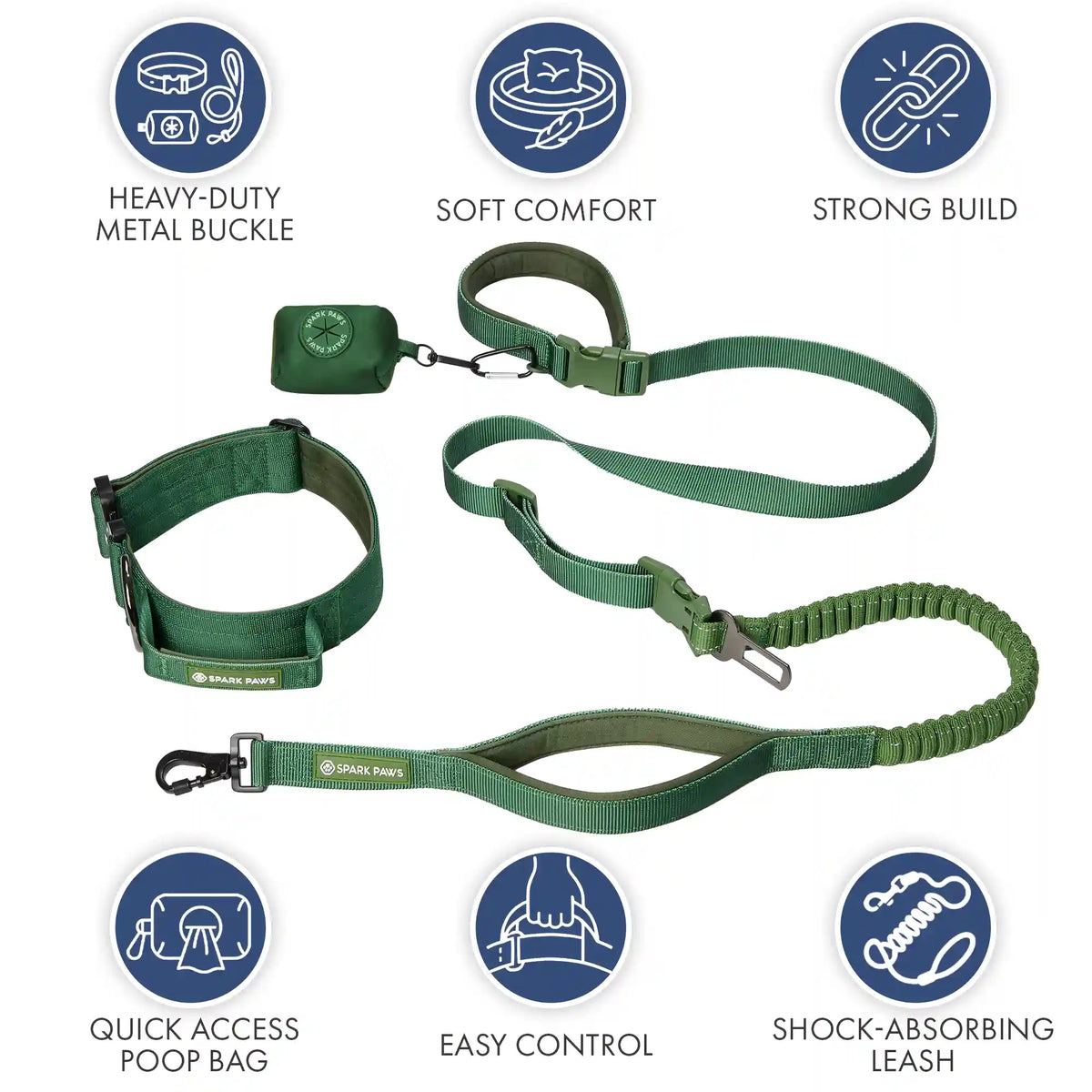 Comfort Control Collar and Multipurpose Leash Set - Green