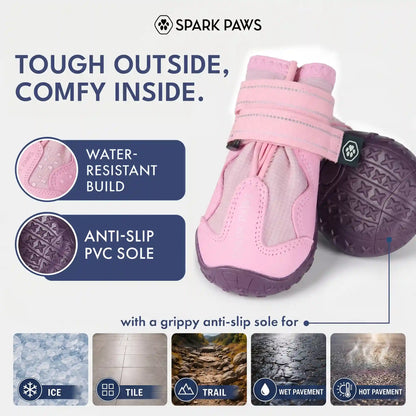 365 All-Season Dog Shoe 4PC Set - Pink