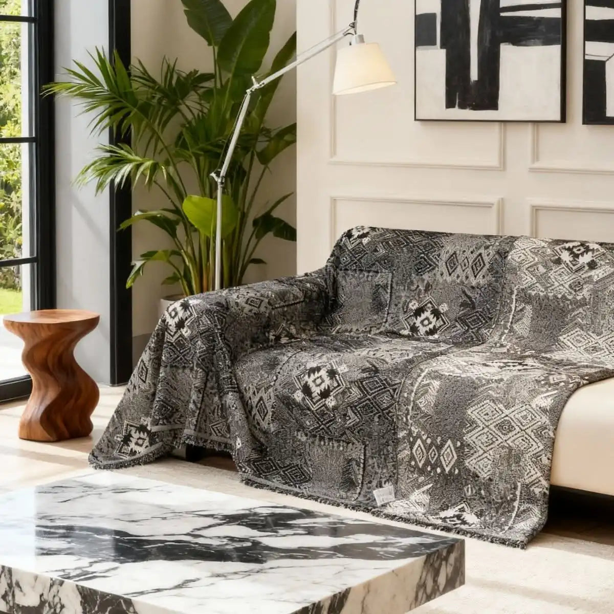 Pet Couch Cover - Rustic Bohemian Black