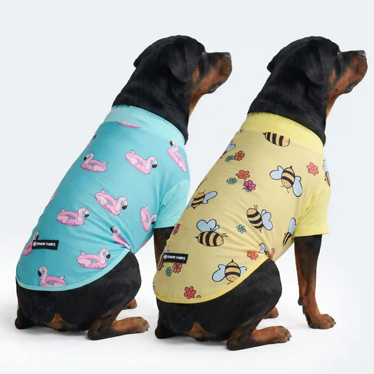 Sunblock Dog T-Shirt (2-pack) - Bees Flamingo
