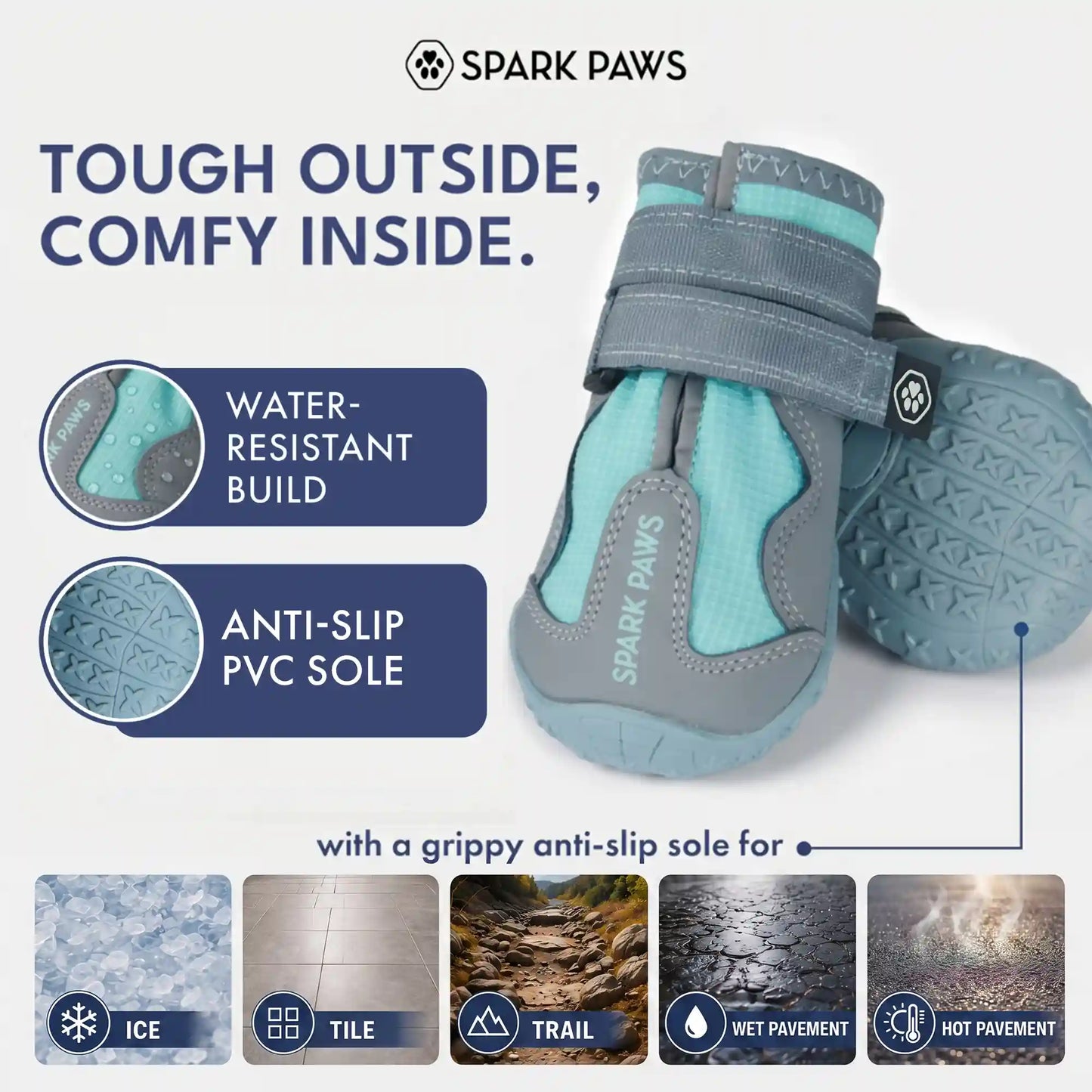 365 All-Season Dog Shoe 4PC Set - Teal